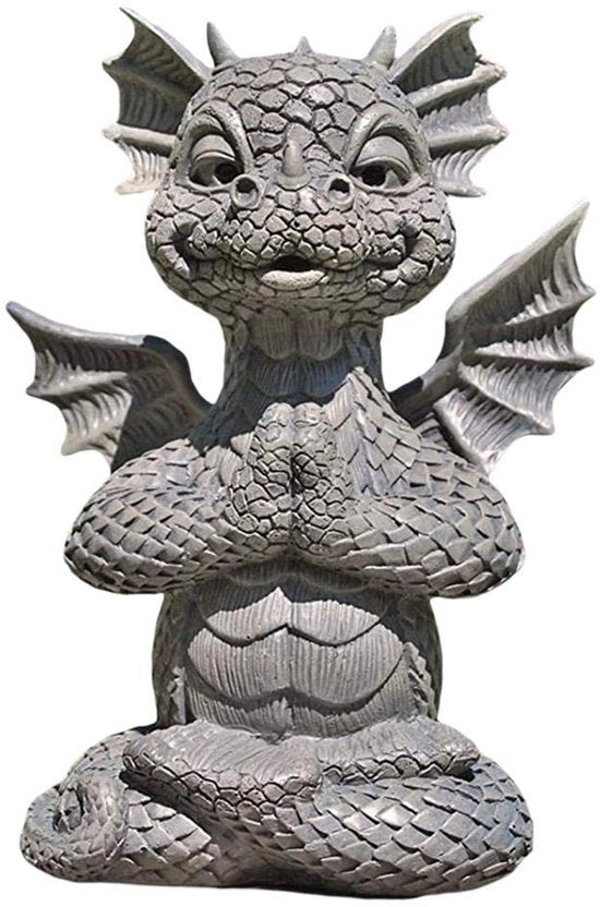Statua di Drago in Cemento per Esterno - Decorazione per Giardino - Ornamenti per Mura - Accessori per Yoga e Meditazione