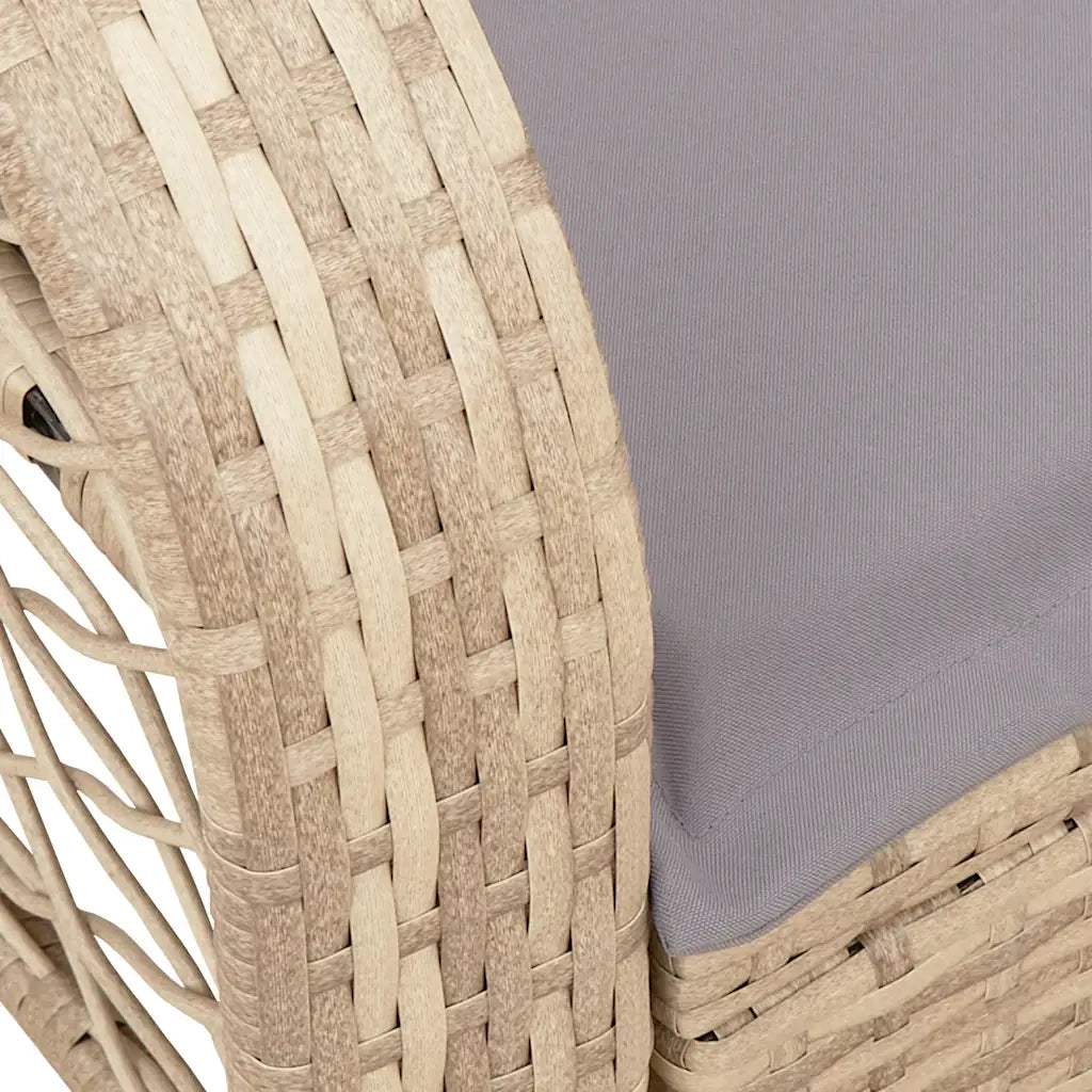 Sedia a Dondolo da Giardino | Sedie da Esterno con Cuscini in Polyrattan Beige
