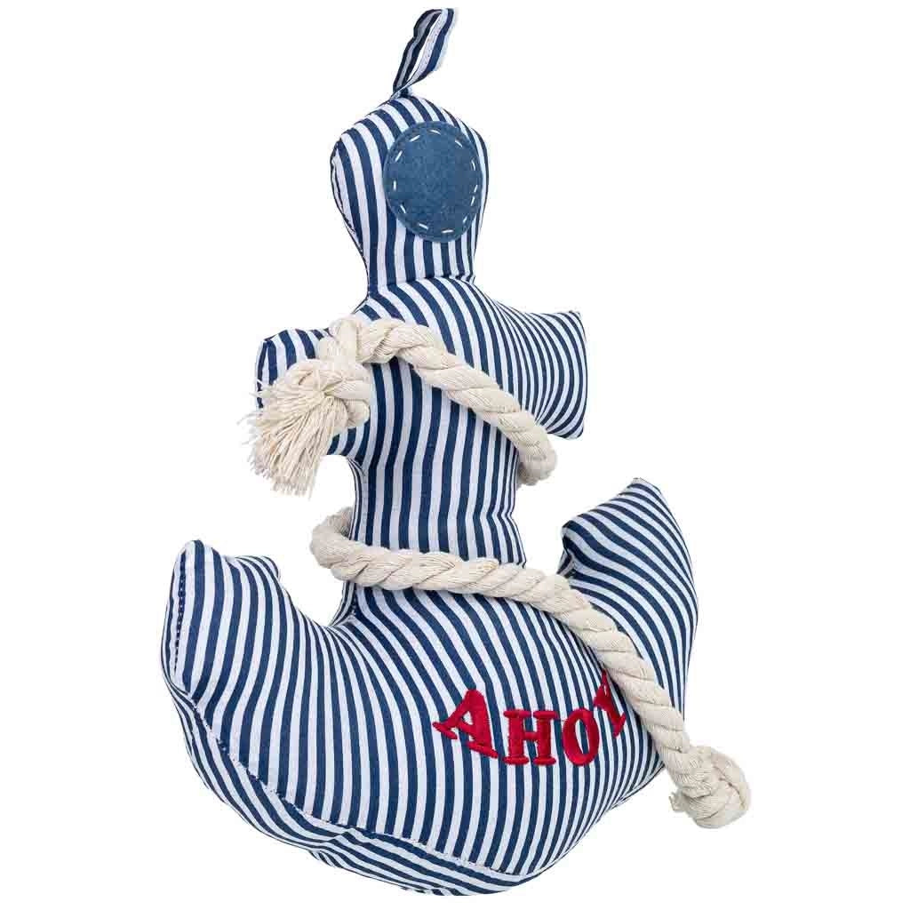 Fermaporta in cotone con ancora blu, 28x10x26h cm