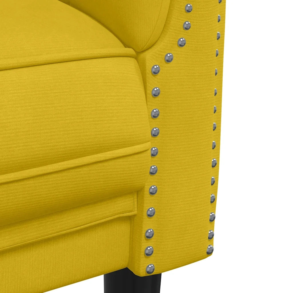 Divano a 3 Posti-Sofa 3 Posti Giallo in Velluto