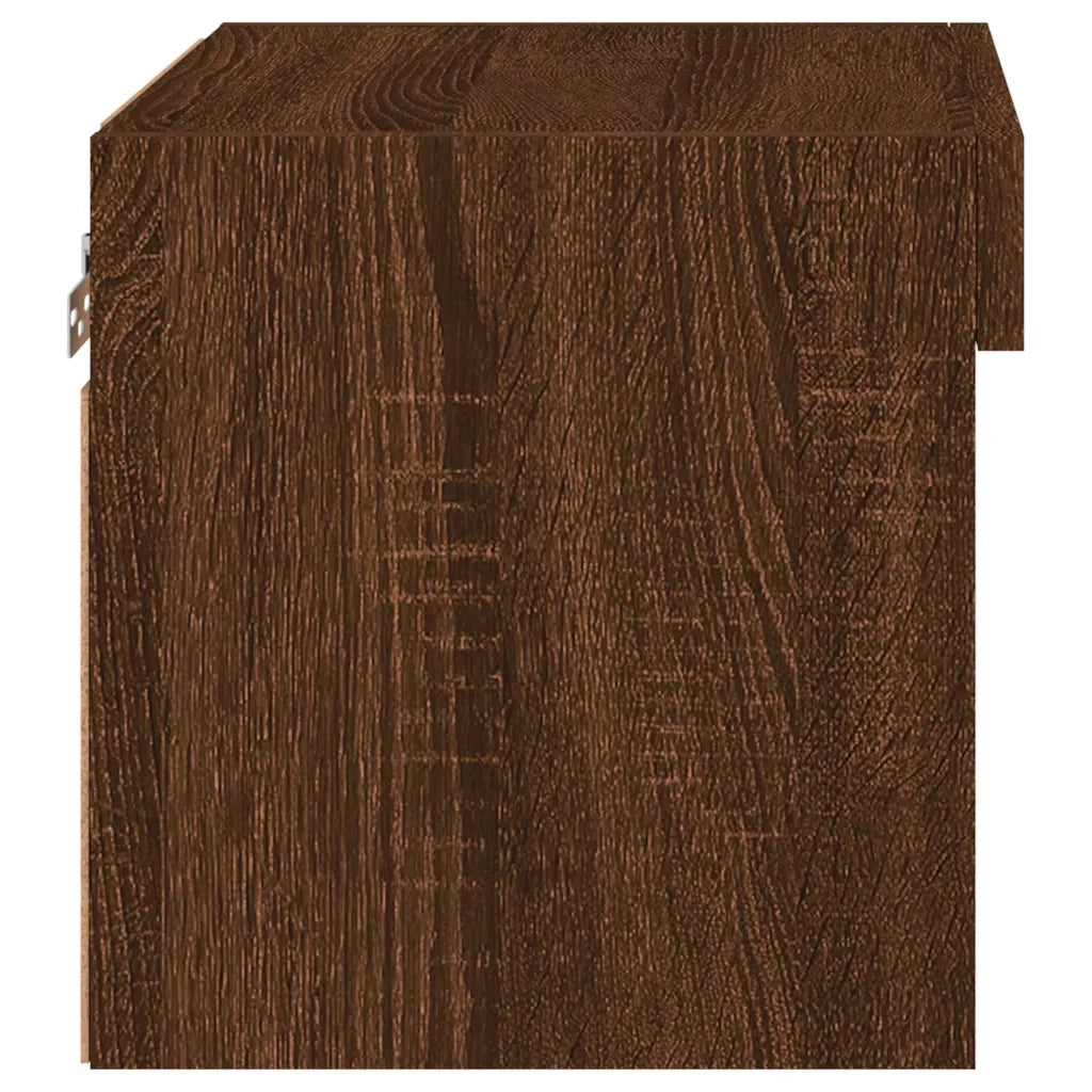 Comodini con Luci LED a Parete 2pz Rovere Marrone 837126
