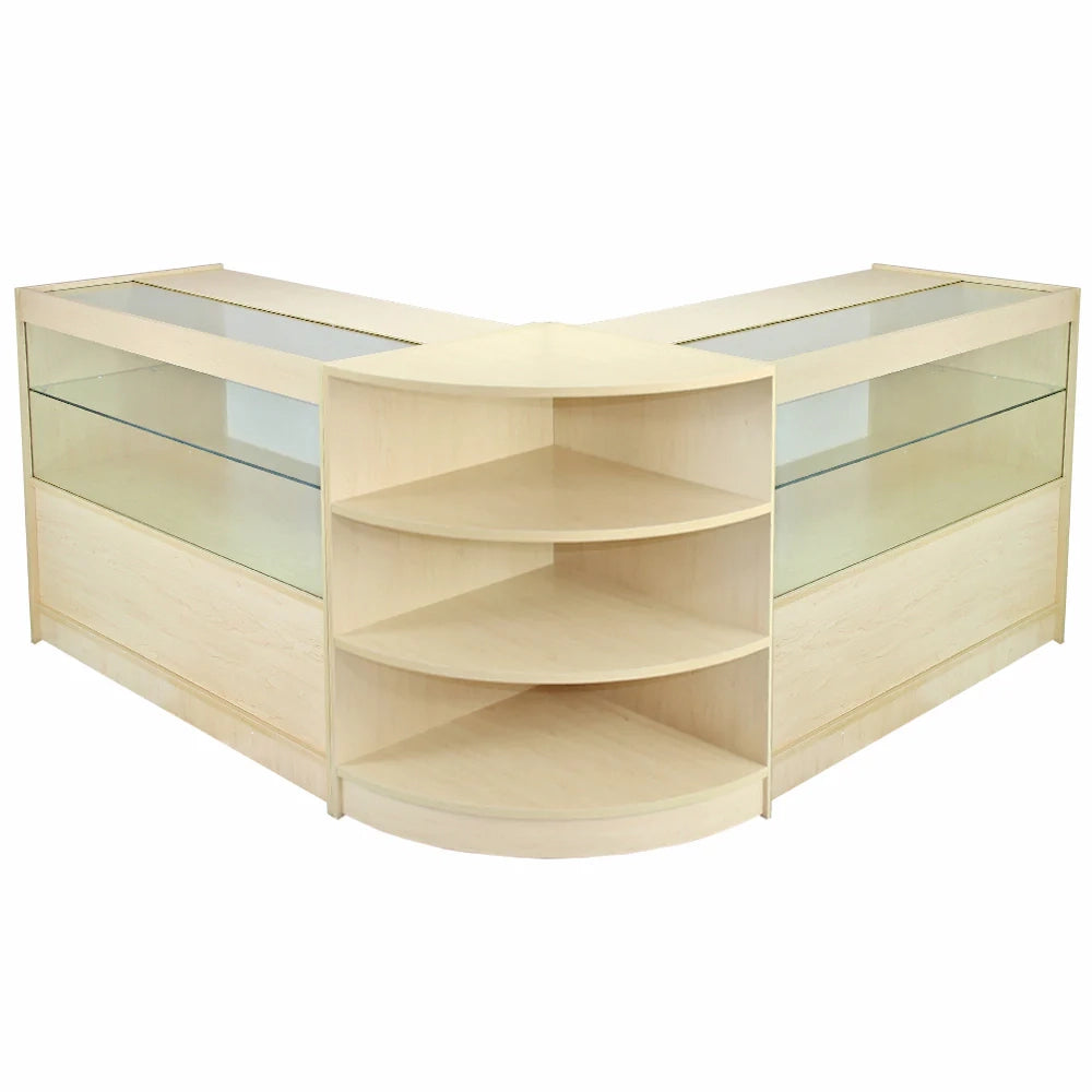 Set Orion con 3 Banconi da Negozio e Reception con Finitura in Acero Laminato