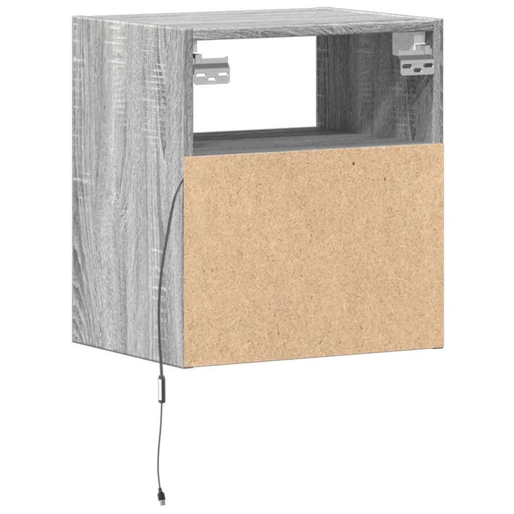 Comodino a Parete con luci LED Grigio Sonoma 3307985