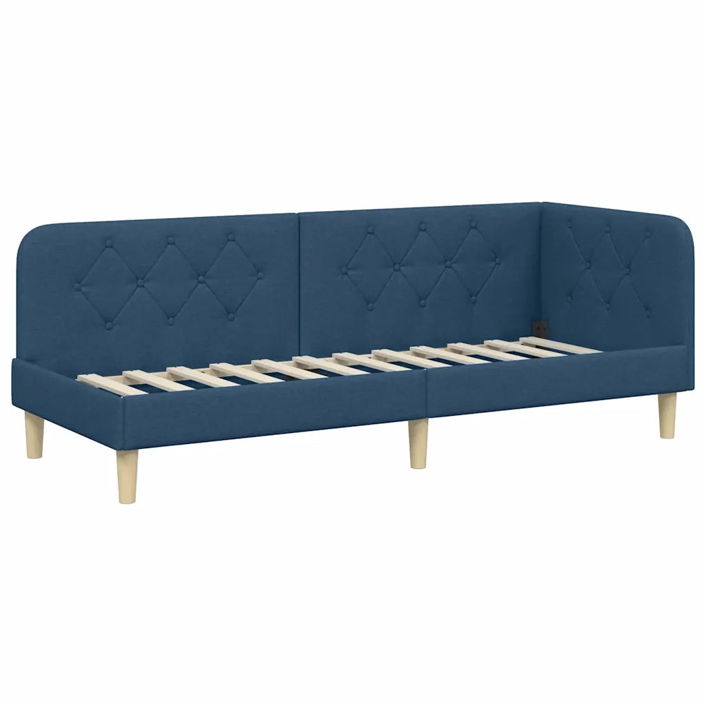 Cornice del letto ad angolo Blu 80 x 200 cm Tessuto 42016560