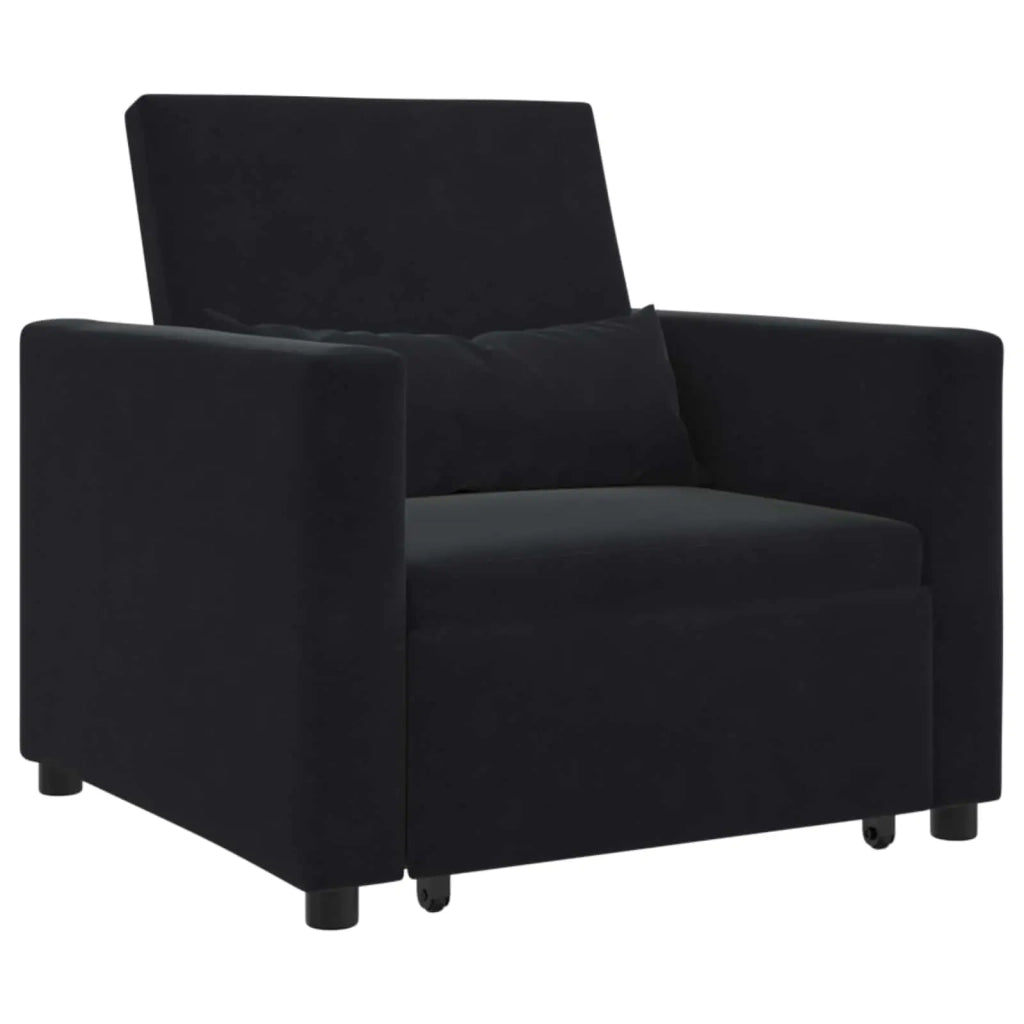 Divano letto estraibile singolo con ruote Nero Velluto 42002703