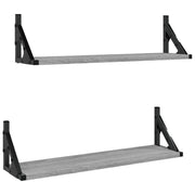 2 pz Mensole da Parete | Scaffali a Parete | Ripiano a parete Grigio Sonoma 60x15x15,5 cm