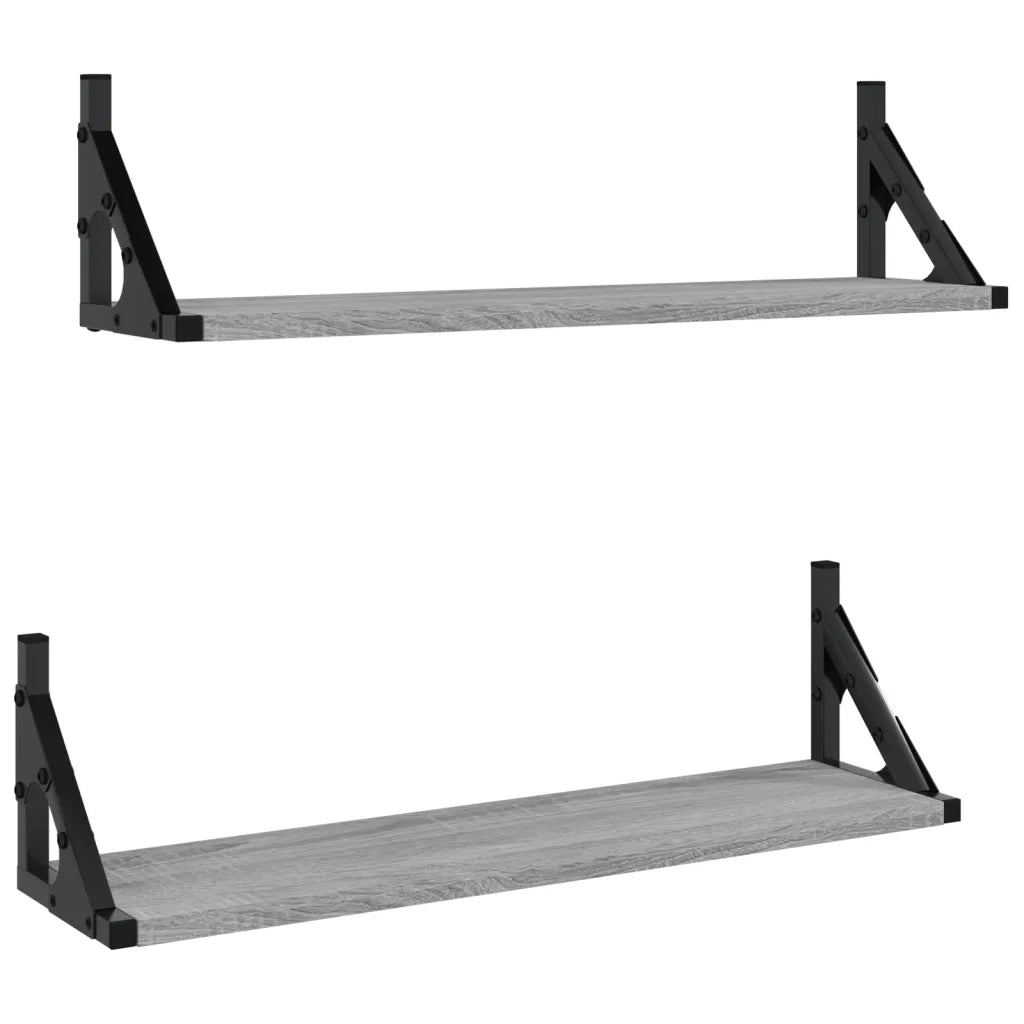 2 pz Mensole da Parete | Scaffali a Parete | Ripiano a parete Grigio Sonoma 60x15x15,5 cm