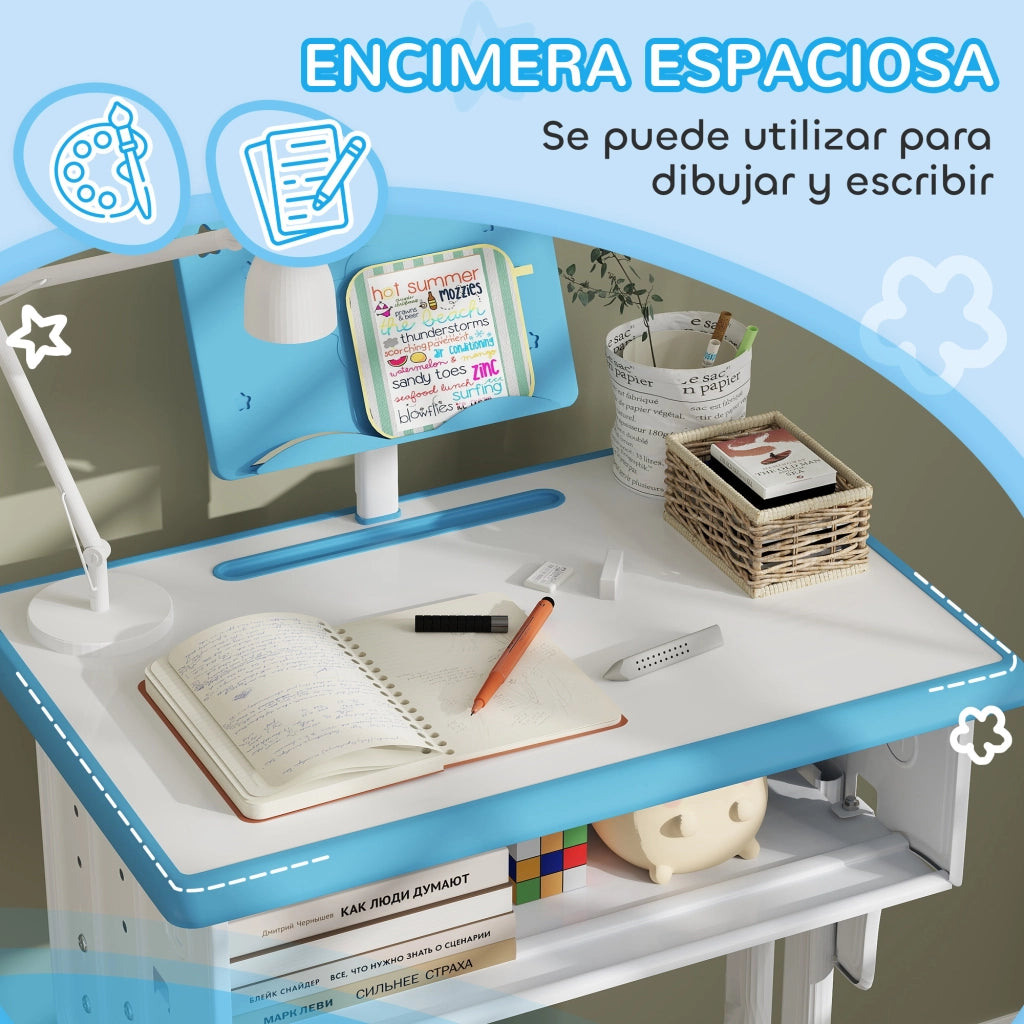 Scrivania per Bambini con Sedia ¨C Minimal ¨C 60x45x90-102 cm Blu