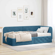 Cornice del letto ad angolo Blu 100 x 200 cm Velluto 3394091