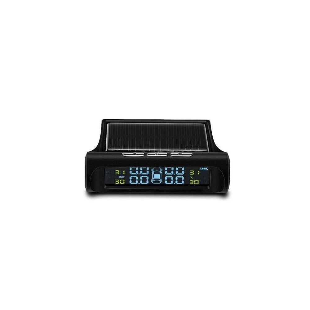 Trade Shop - Misuratore Di Pressione Ruote Auto Digitale Solare Wireless Tpms 4 Sensori -