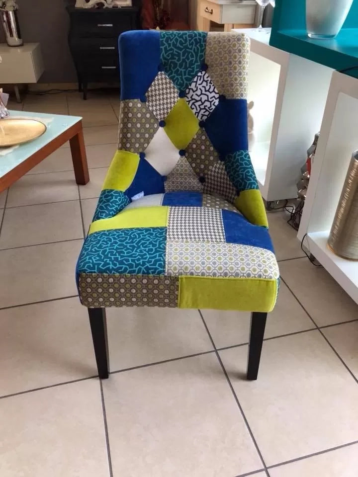 Poltrona imbottita in tessuto patchwork 56x66x94 (785) - Mobili 2G