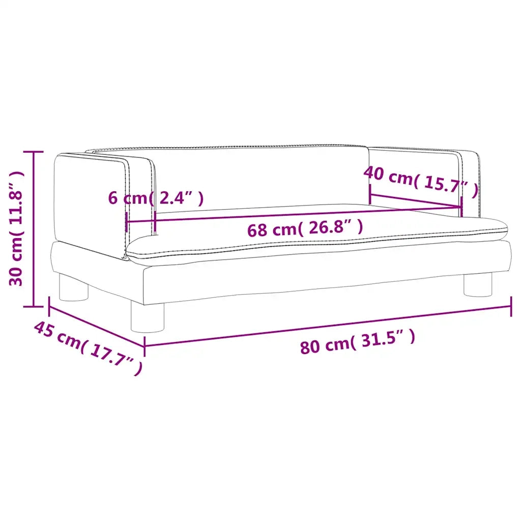 Divano per Bambini-Sofa-Divanetto Marrone 80x45x30 cm in Velluto