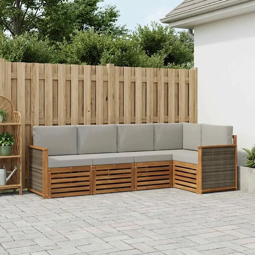 Set divano sezionale con cuscino 4 pcs Naturale e Grigio Chiaro 3384347