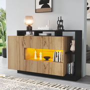Credenza LED moderna - Zephmum - MDF legno naturale, controllo Bluetooth