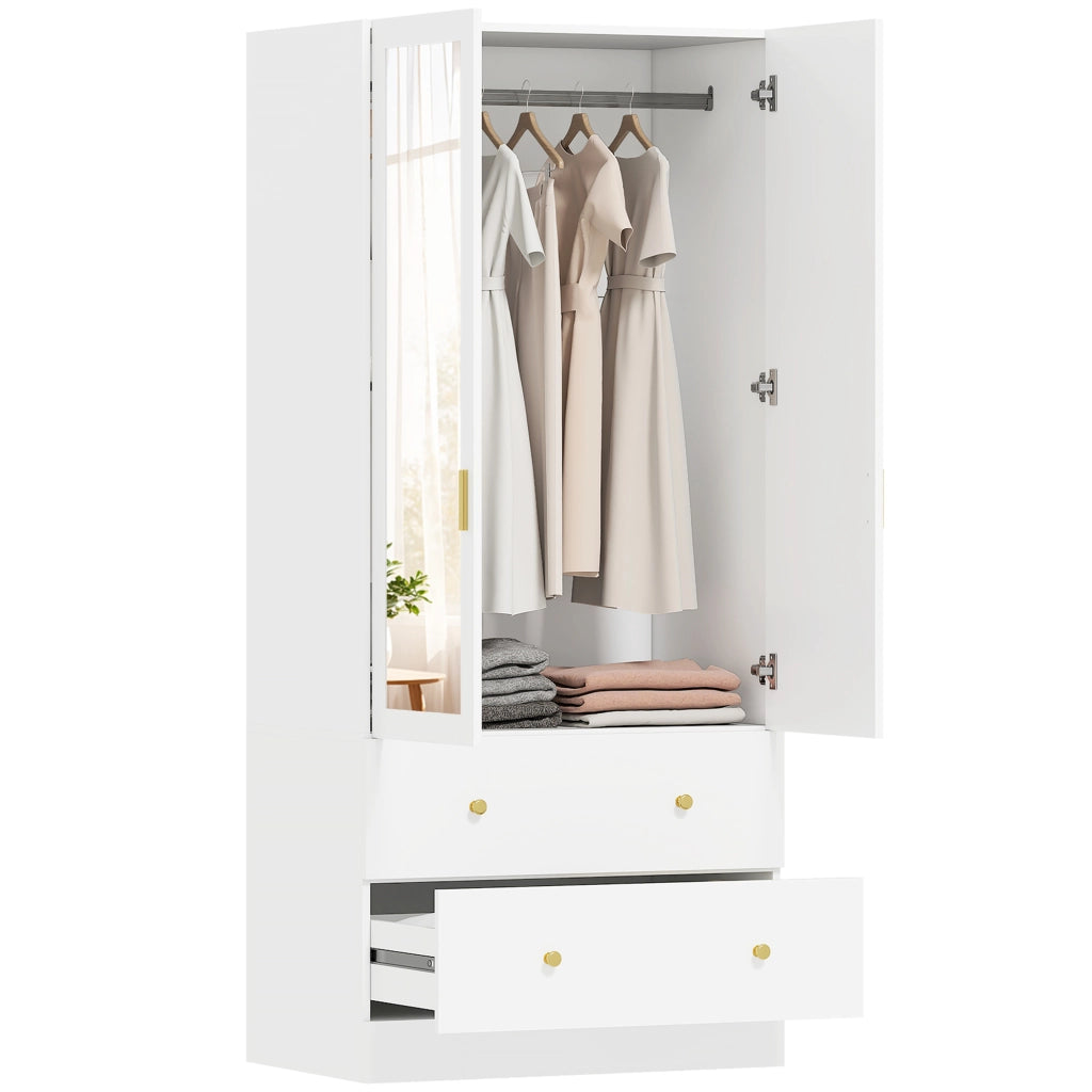 Armadio con specchio e cassetti ¨C Minimal ¨C Bianco 80x50x180 cm
