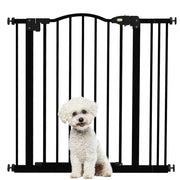 Cancelletto per Cani Estensibile con 2 Blocchi e Chiusura Automatica, in Metallo e Plastica, 74-87x78 cm, Nero