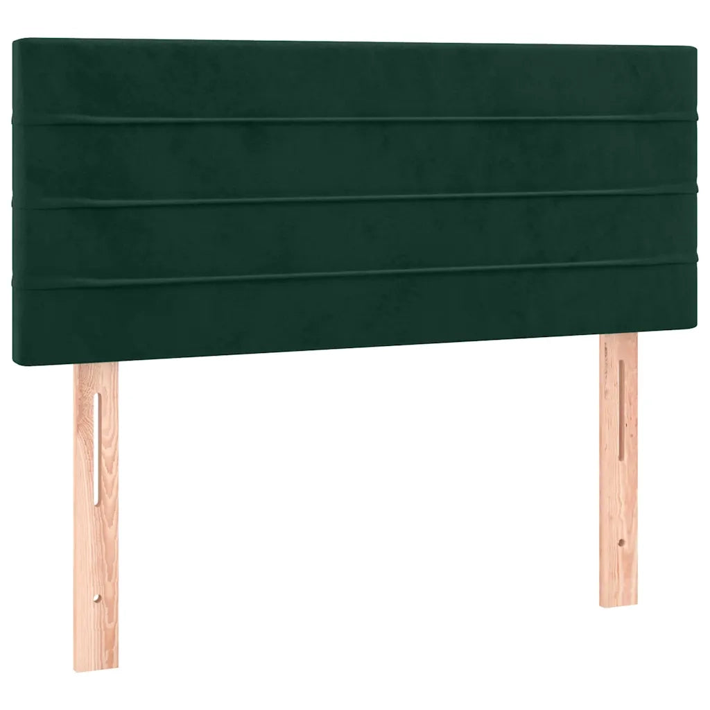 Letto a Molle con Materasso e LED Verde Scuro 100x200cm Velluto