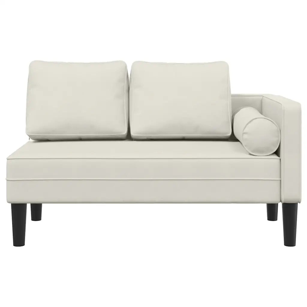 Chaise Longue con Cuscini Crema in Velluto 4007578