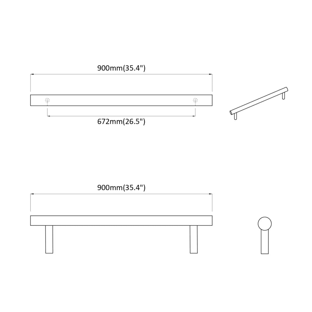 Maniglia per Armadio 2 pz Argento 900 mm Acciaio inossidabile 864741