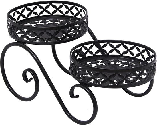 Doppia pianta in acciaio inox per giardino e balcone - nero