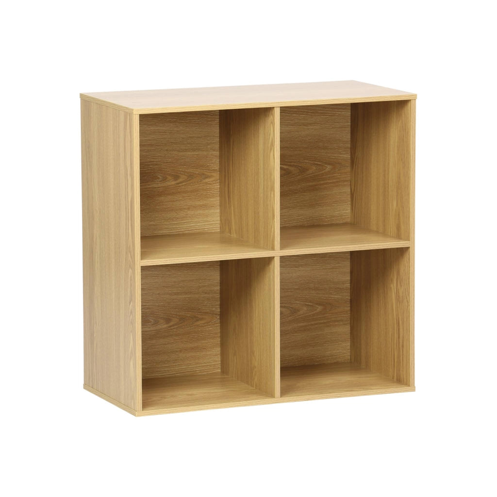 Libreria modulare in legno con 4 scomparti, quercia