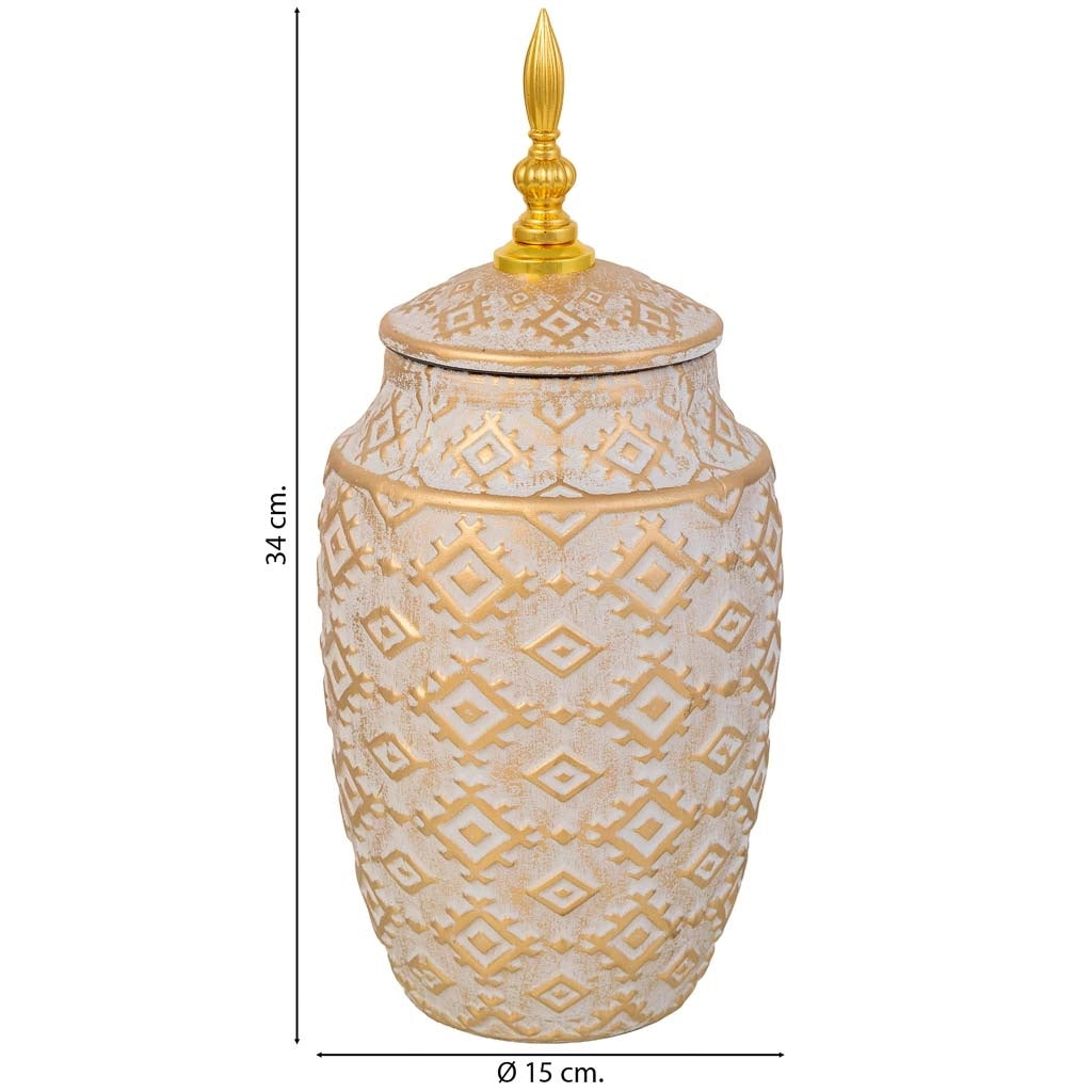 Vaso in ceramica color oro, d15x34h cm