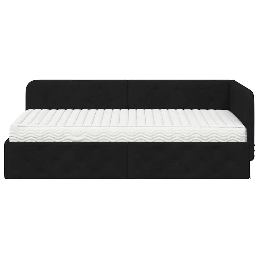 Cornice del letto ad angolo Nero 90 x 190 cm Tessuto