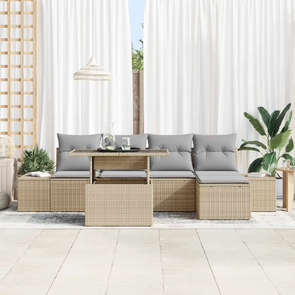 Set Divano da Giardino 6 pcs Beige Poly Rattan 3357903