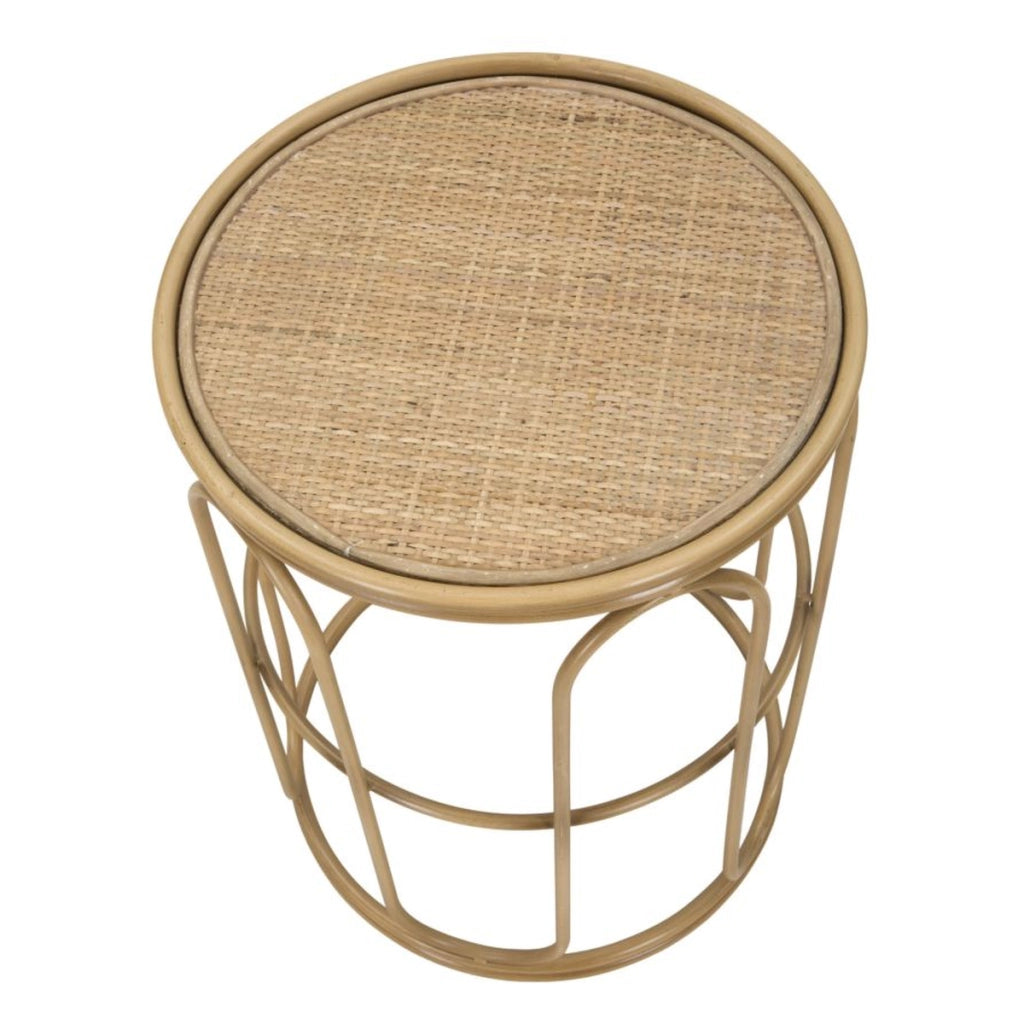 Tavolino rotondo Samui in ferro e rattan — Ø 40x55 cm