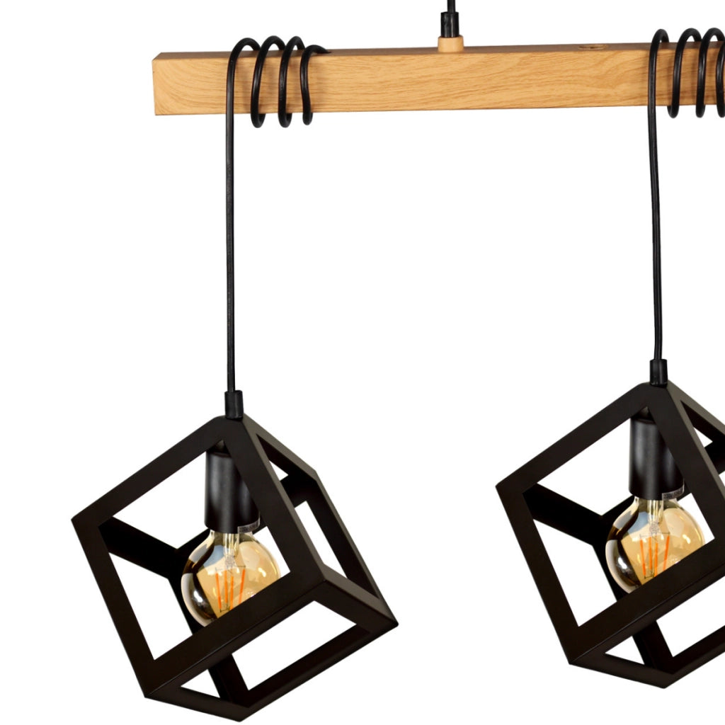 Lampada a sospensione Polux Sweden Wood 3xE27 nera