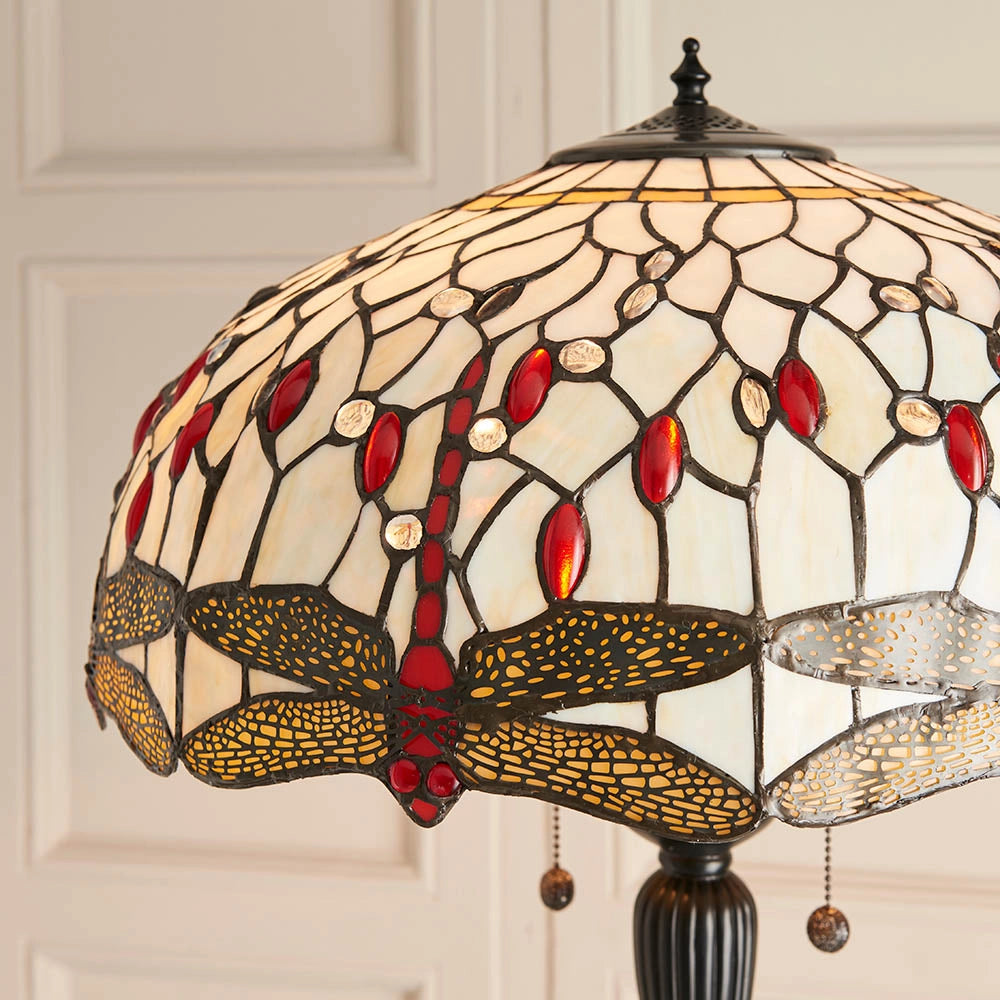 Lampada da terra Tiffany Dragonfly Beige 2xE27 tiranti