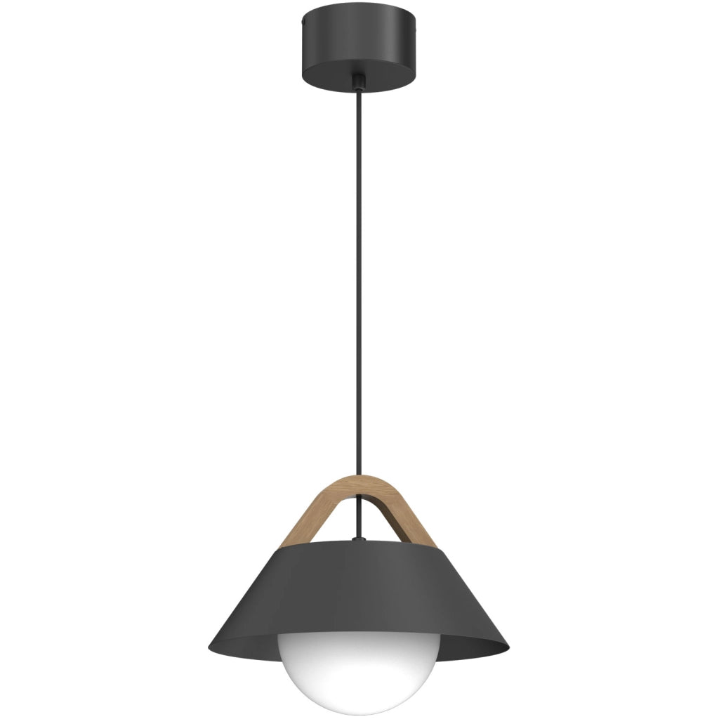 Lampada a sospensione Funda 1xE27 nera legno Luminex