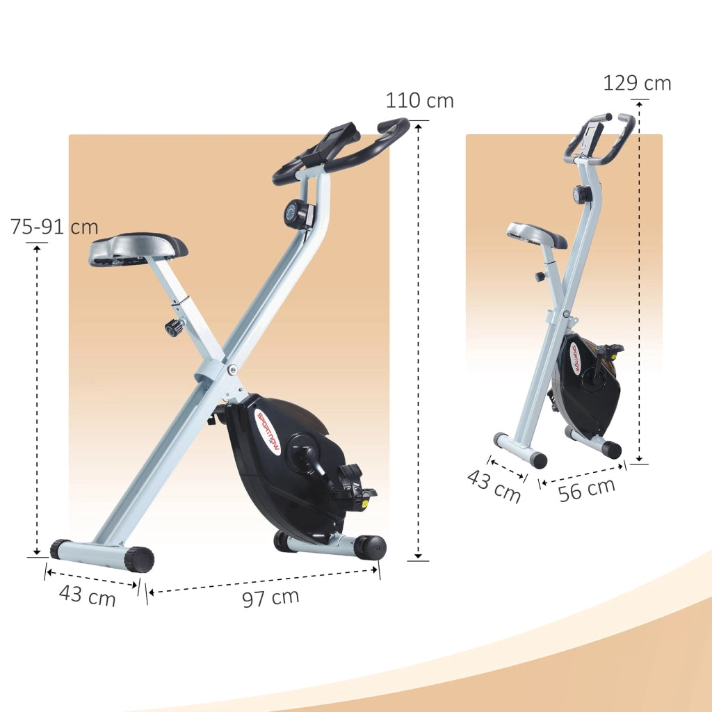Cyclette Pieghevole Magnetica 8 Livelli Display LCD 97x43x110 cm Nero