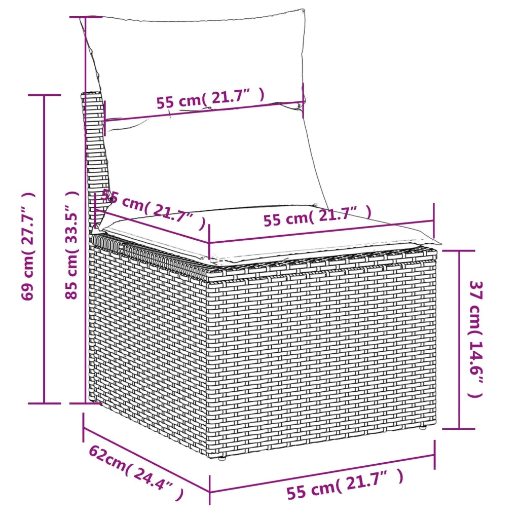 Set Divani da Giardino con Cuscini 7pz Nero Polyrattan 3224452