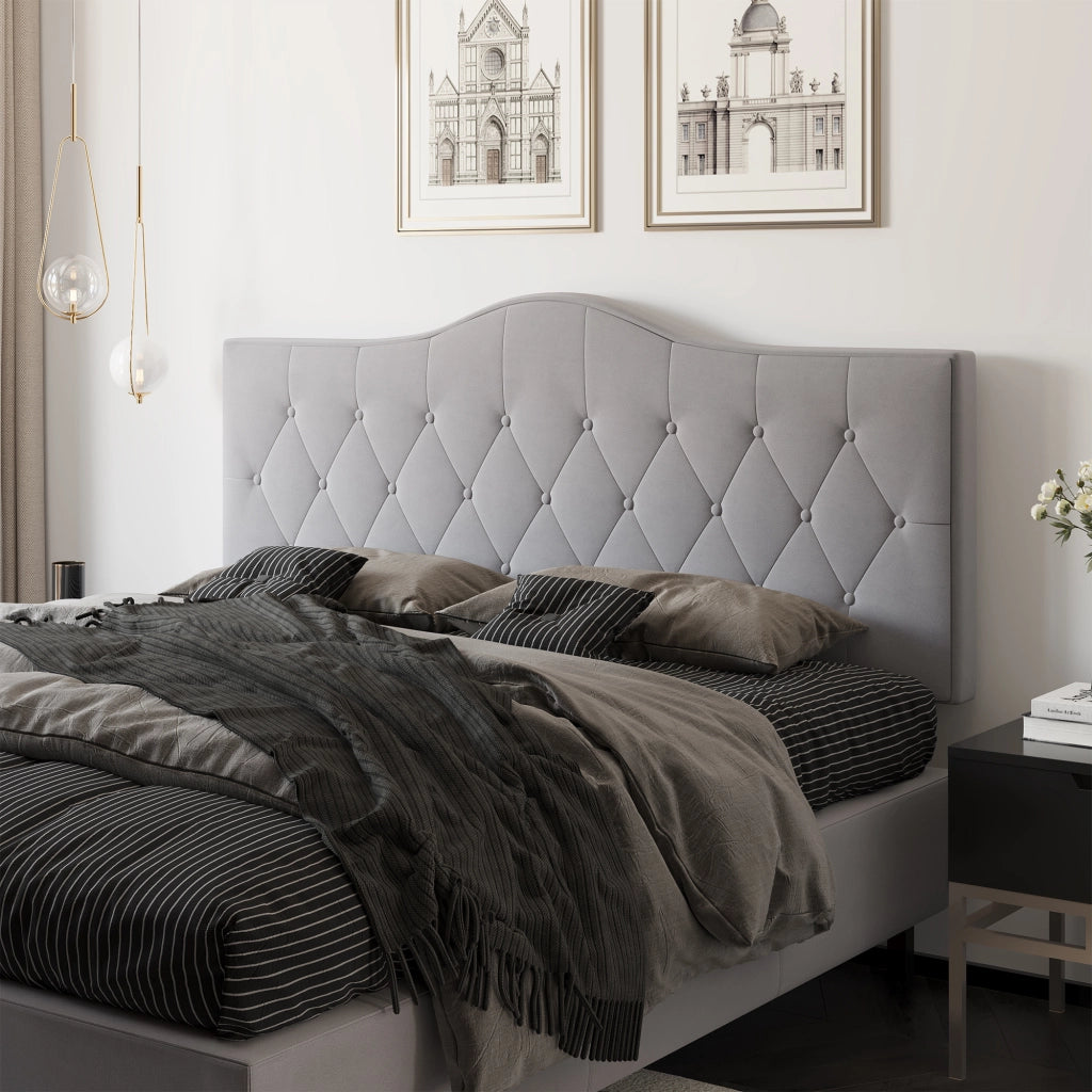 Testiera letto imbottita in velluto grigio ¨C Xylo ¨C 185x134 cm