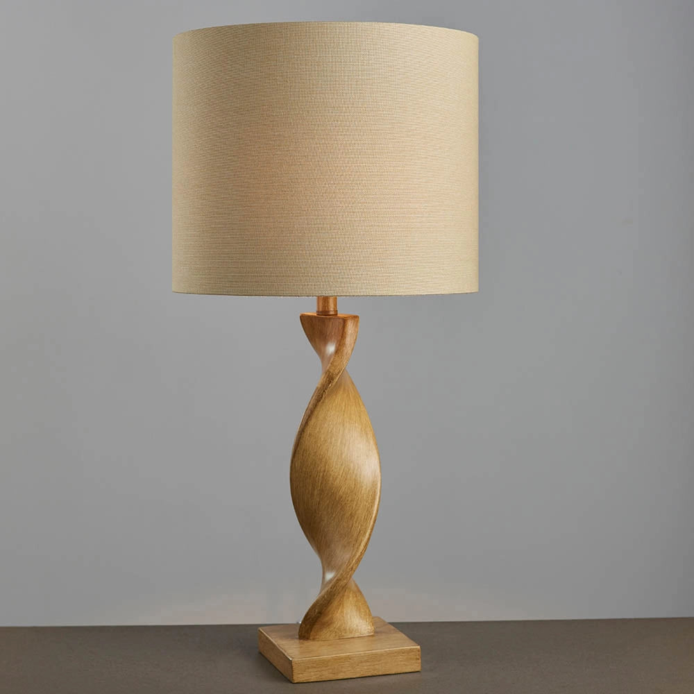 Lampada da tavolo scandinava Abia rovere lino E27 Endon