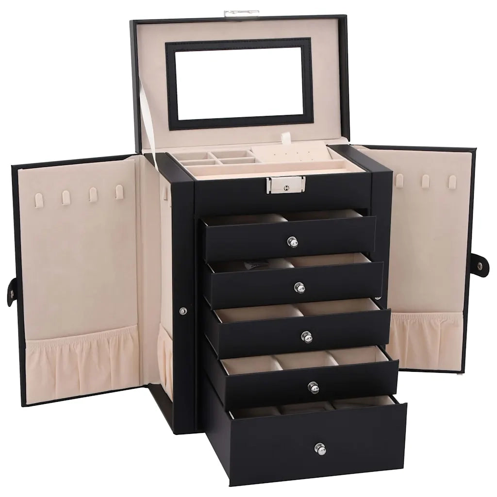 Portagioie a 6 Strati con Specchio Chiudibile a Specchio Nero 4103565