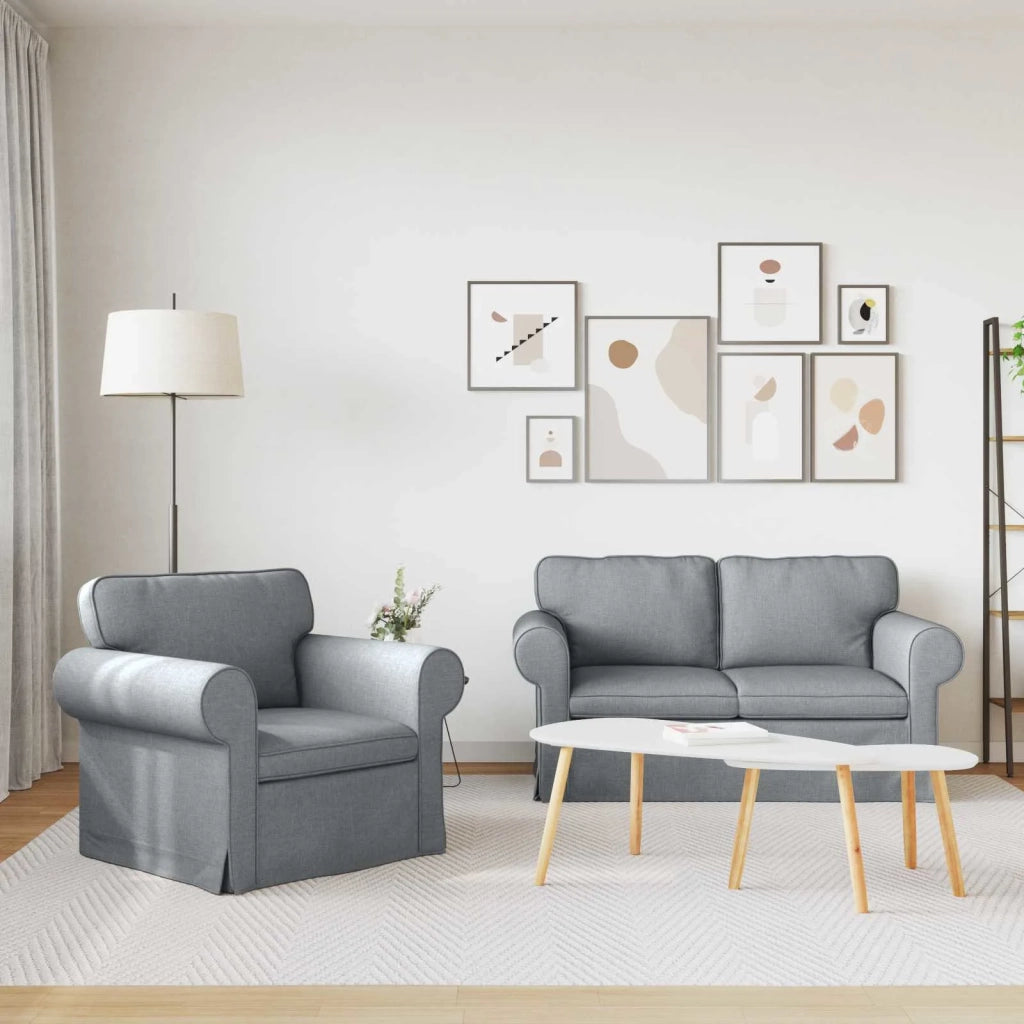 Set di divani 2 pcs Grigio chiaro 155 x 82 x 80 cm Tessuto 3407486