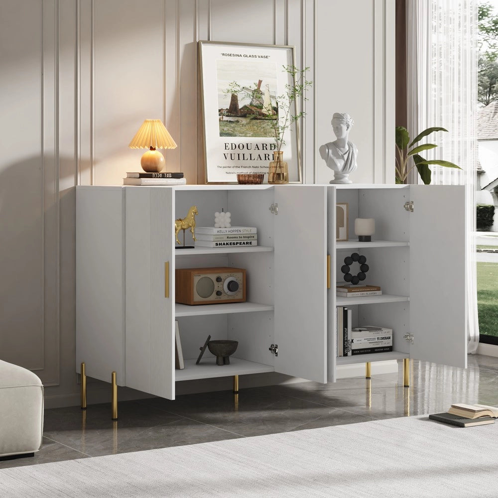 Mobile Credenza Multiuso con Ante e Ripiani ¨C MINIMAL ¨C Bianco Opaco, 160x35x100
