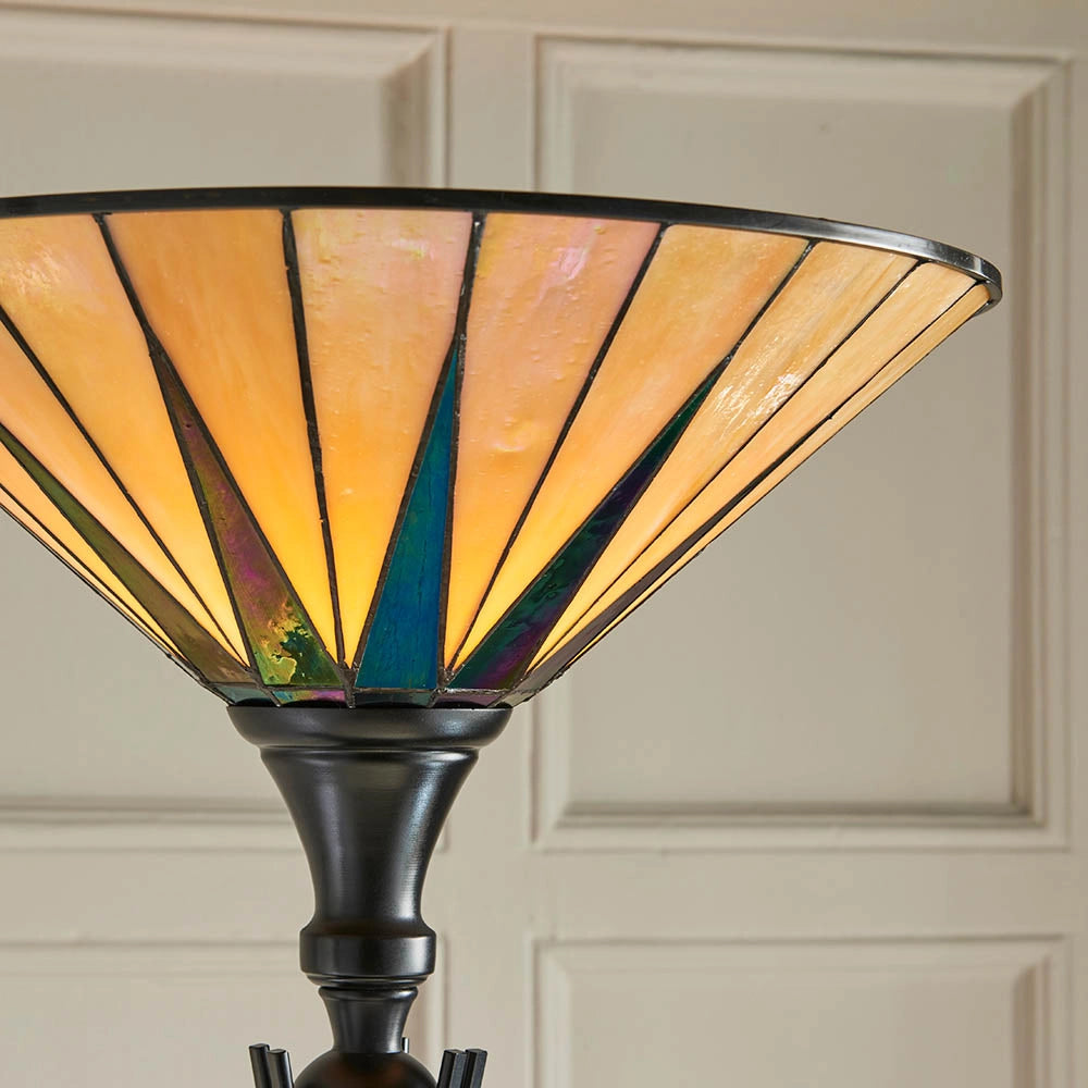 Lampada da terra vetrata Tiffany Dark Star nera E27 60W