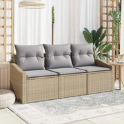 Set di divani con cuscino 3 pcs Beige polyrattan 3346580