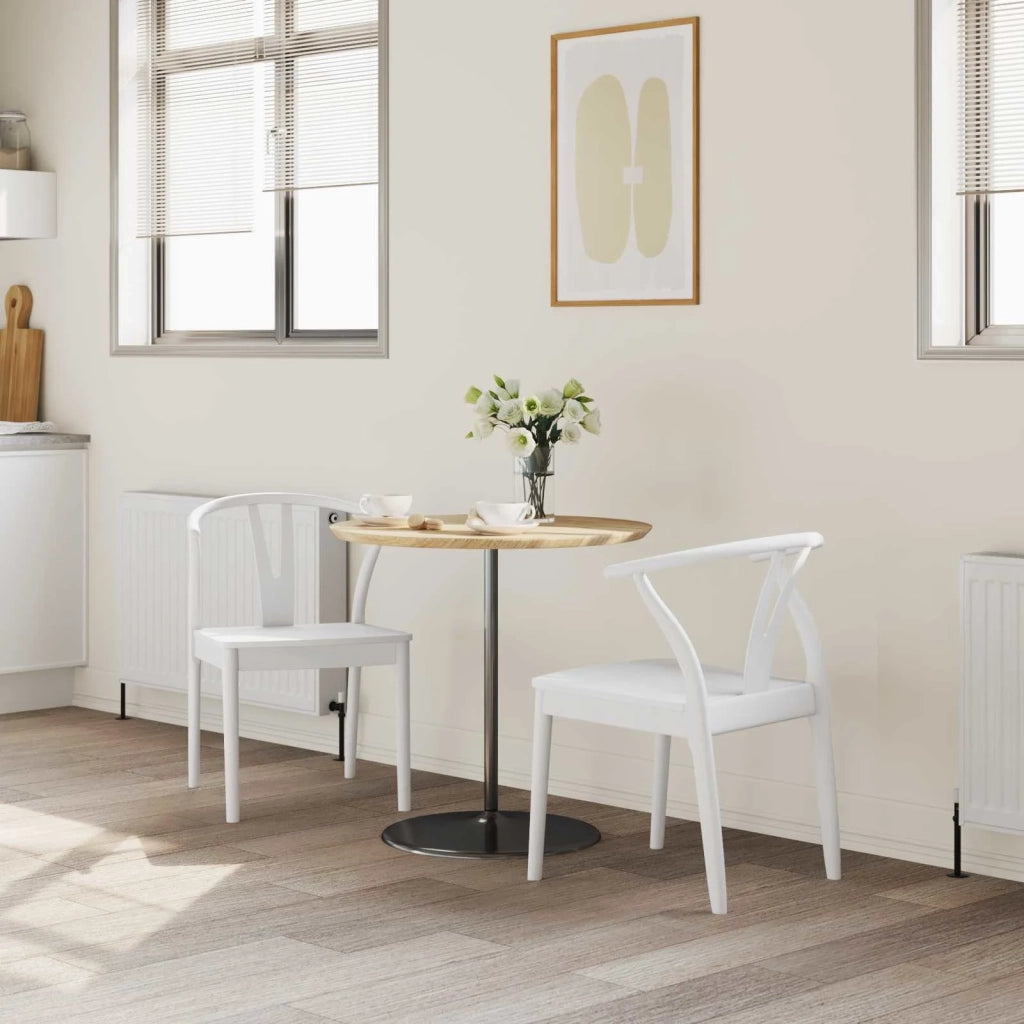 Sedia da pranzo 2 pcs Bianco e Bianco Legno di gomma solido 42020417