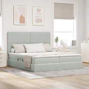 Letto con Contenitore Grigio chiaro 200 x 200 cm Velluto