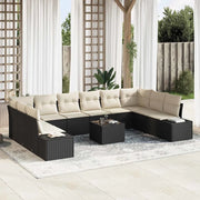 Set Divano da Giardino con cuscino 11 pcs Nero polyrattan 3347247