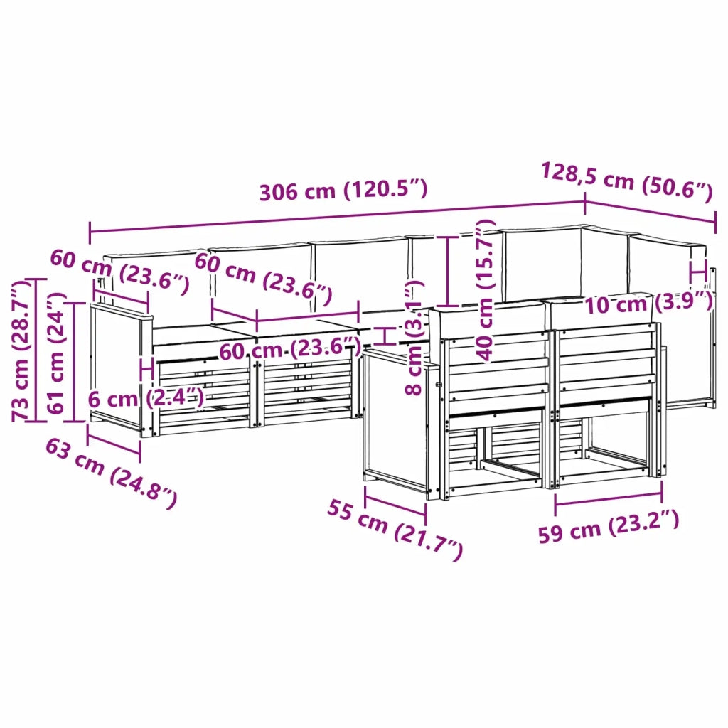 Set divani Legno di Acacia Massello 3384507