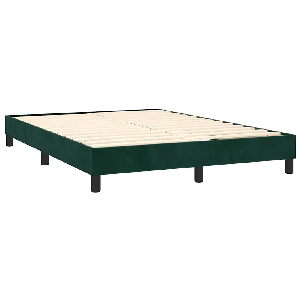 Letto a Molle con Materasso e LED Verde Scuro 140x200cm Velluto 3134528