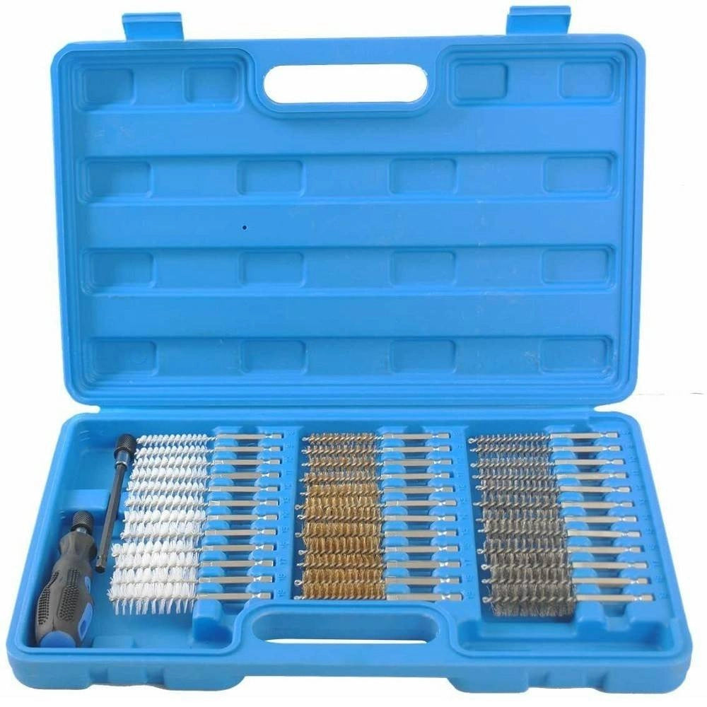 Trade Shop - Set Completo Di 38 Scovoli Per La Pulizia E La Sbavatura Di Cilindri Boccole -