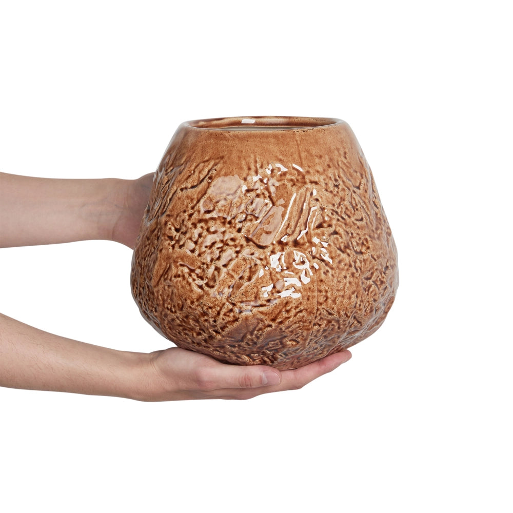 Vaso per fiori Marrone Gres Decorazione per interni Pezzo Design moderno Impermeabile