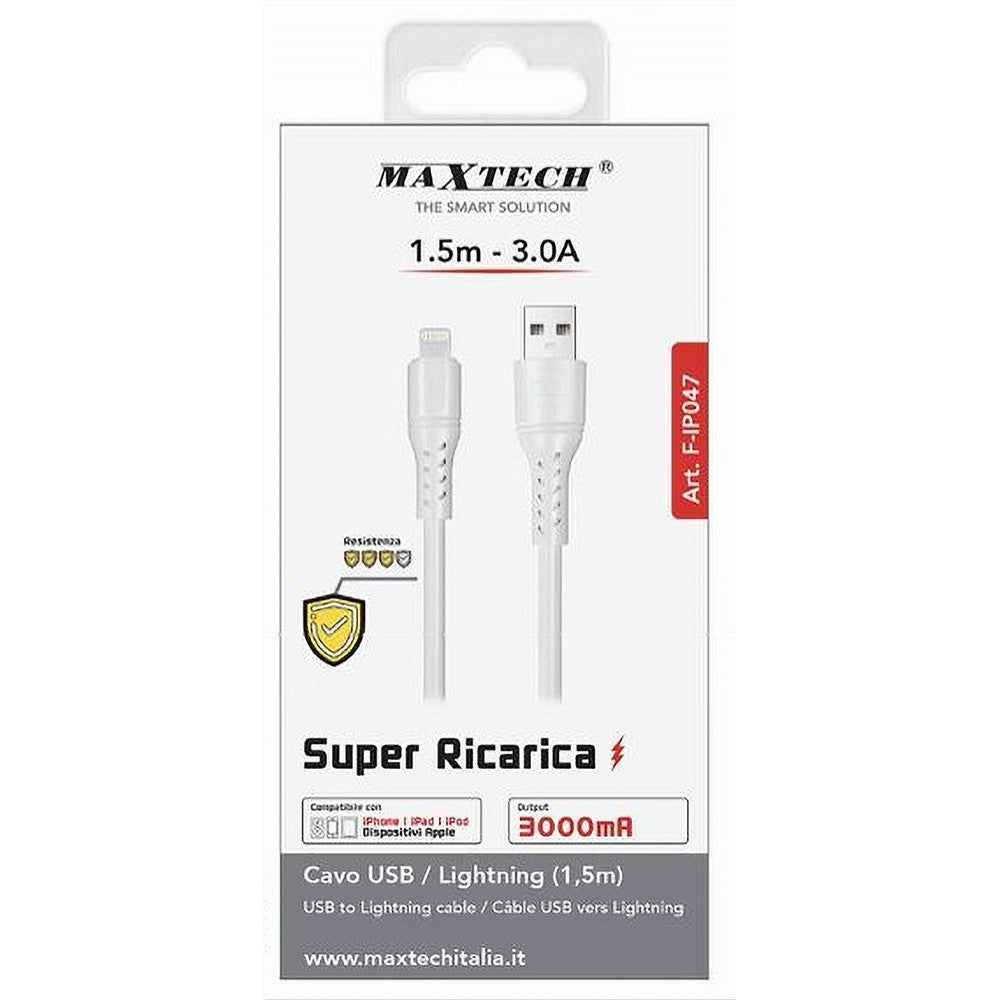 Trade Shop - Cavo Usb Lightning 3a 1.5mt Super Ricarica Dati Resistente Iphone Ipad Ipod F-ip047 -