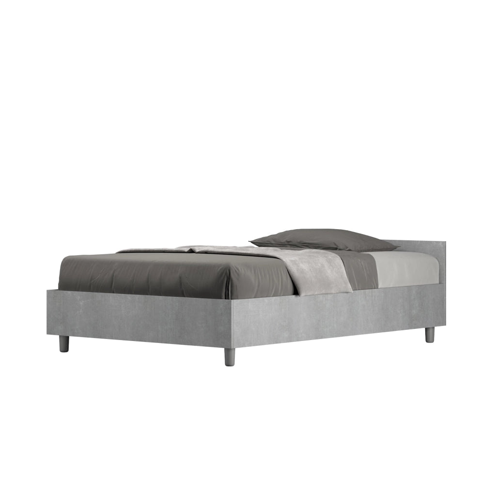 Letto 1 Piazza e Mezzo 120x200 cm con Rete e Contenitore Nuamo Grigio